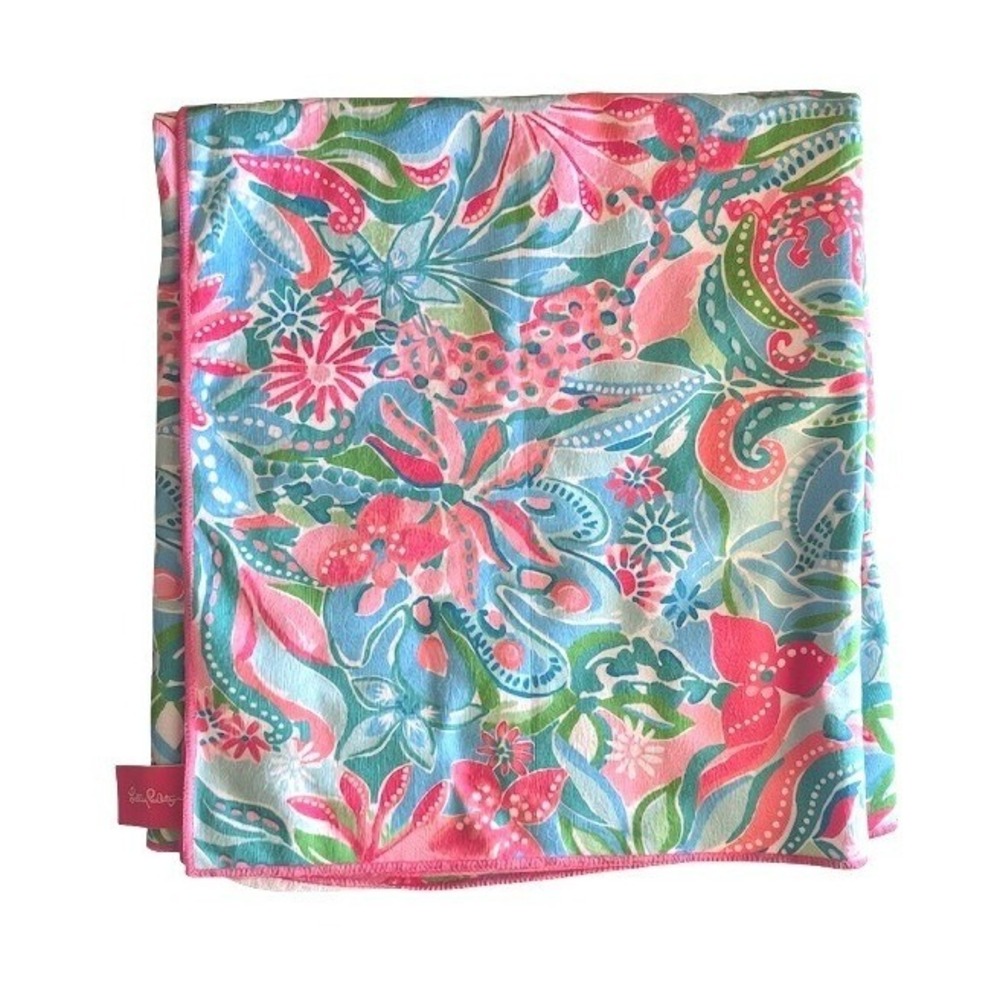 Lilly Pulitzer Tropical Floral Paisley Beach Towel Pink Blue Green Leopard Print